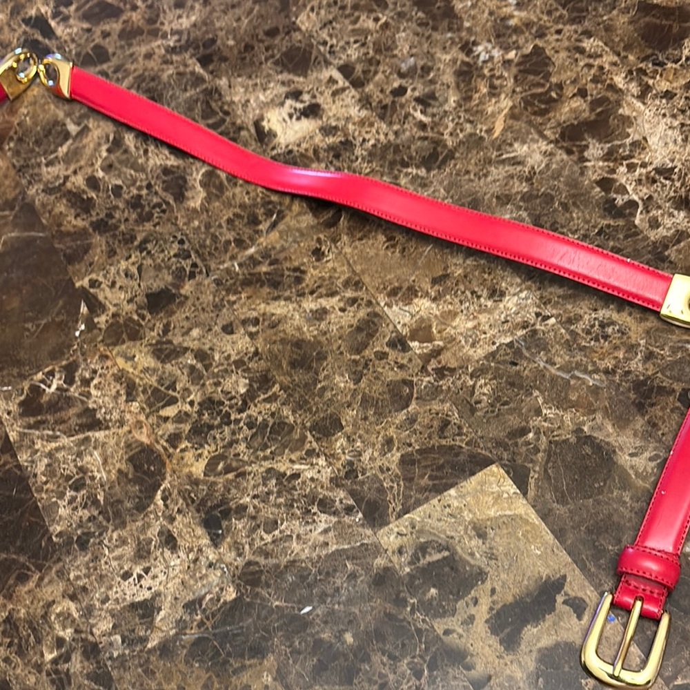 Elegant Red Leather Belt